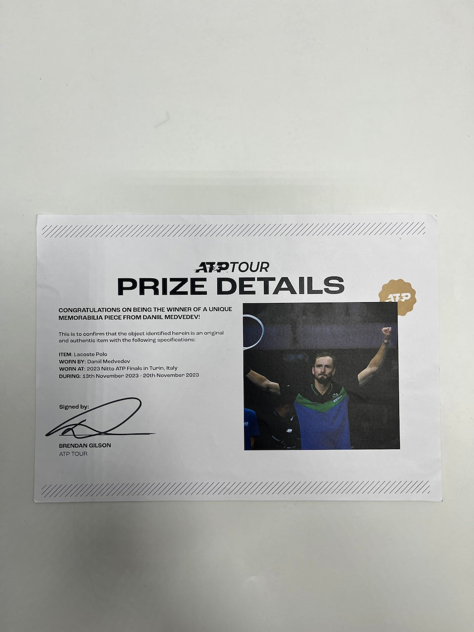 Daniil Medwedew original getragen & signiertes Poloshirt Tennis