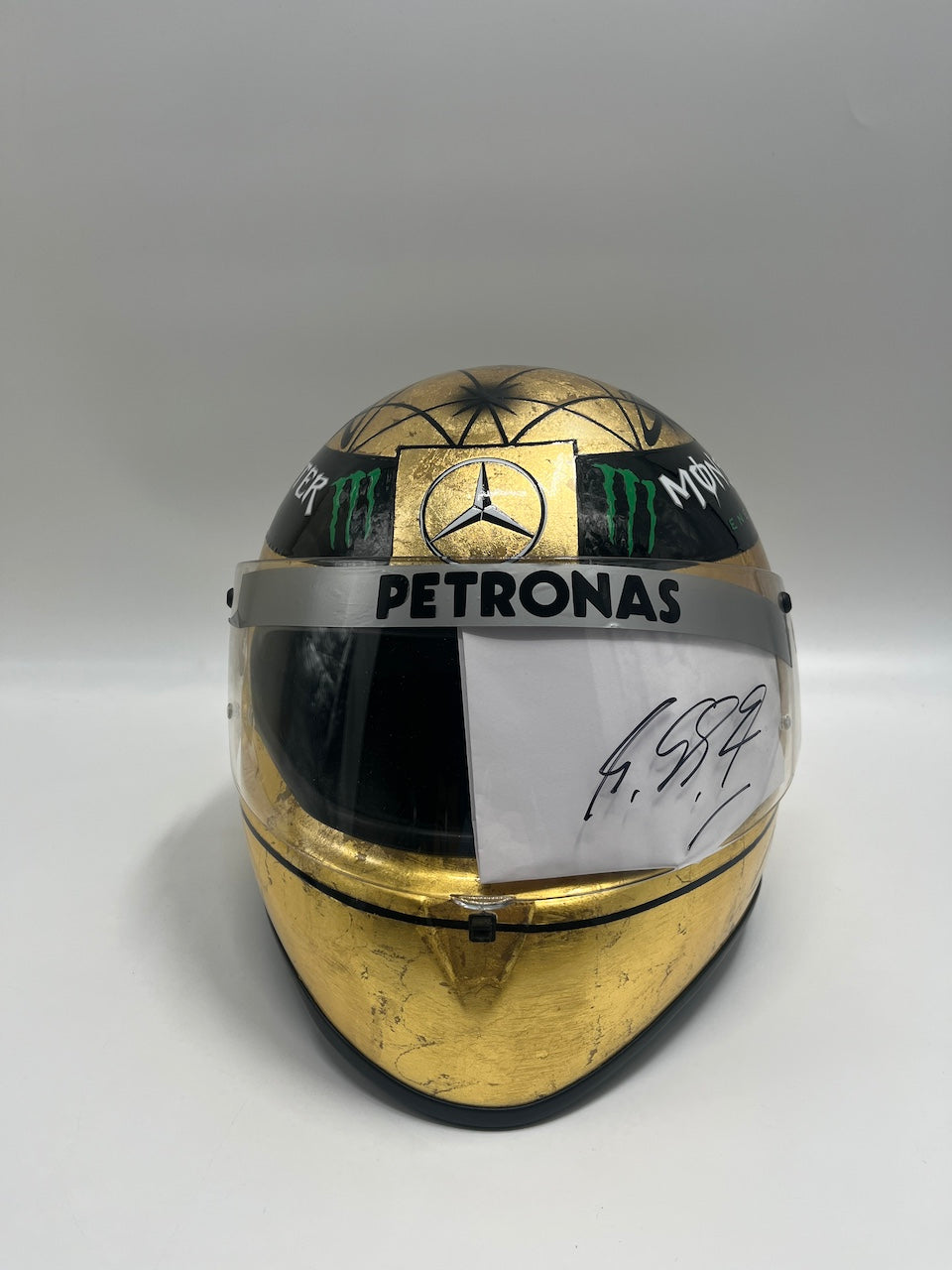 Michael Schumacher Formel 1 Helm Gold Unterschrift und Echtheitszertifikat 1:1