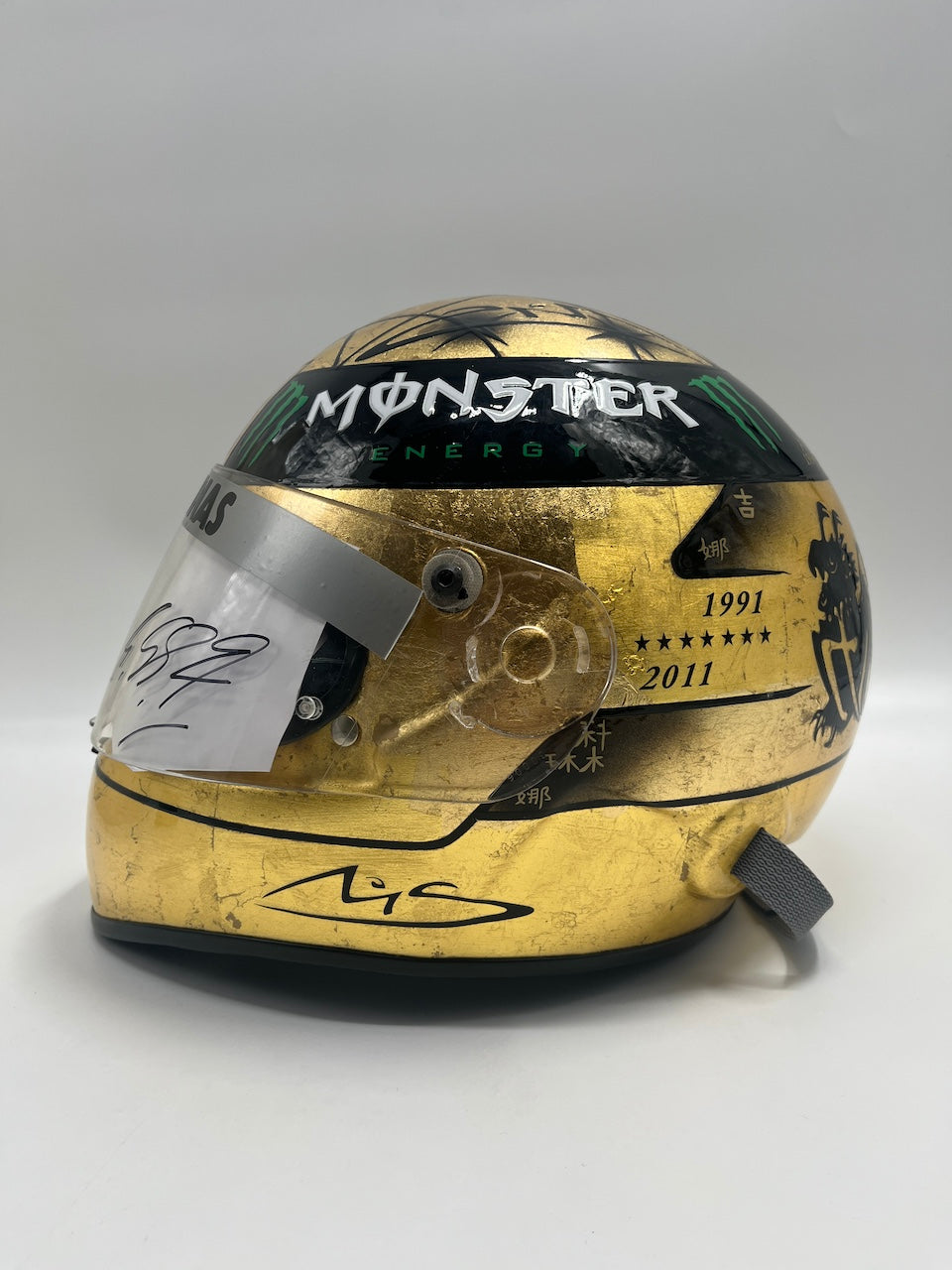 Michael Schumacher Formel 1 Helm Gold Unterschrift und Echtheitszertifikat 1:1