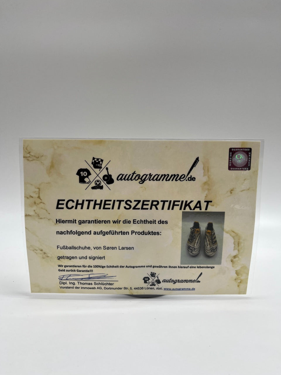 Matchworn soccer shoes Soren Larsen signed Schalke Adidas Coa