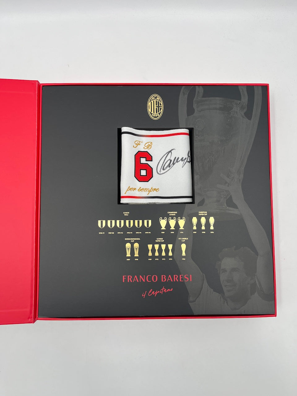 Kapitänsbinde Franco Baresi signiert im Rahmen AC Mailand COA