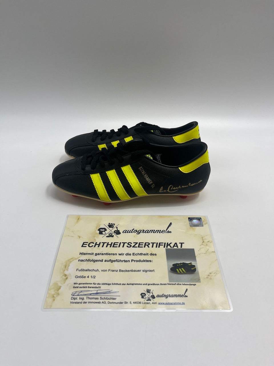 Football shoe Franz Beckenbauer signed football autograph shoe 4 1/2