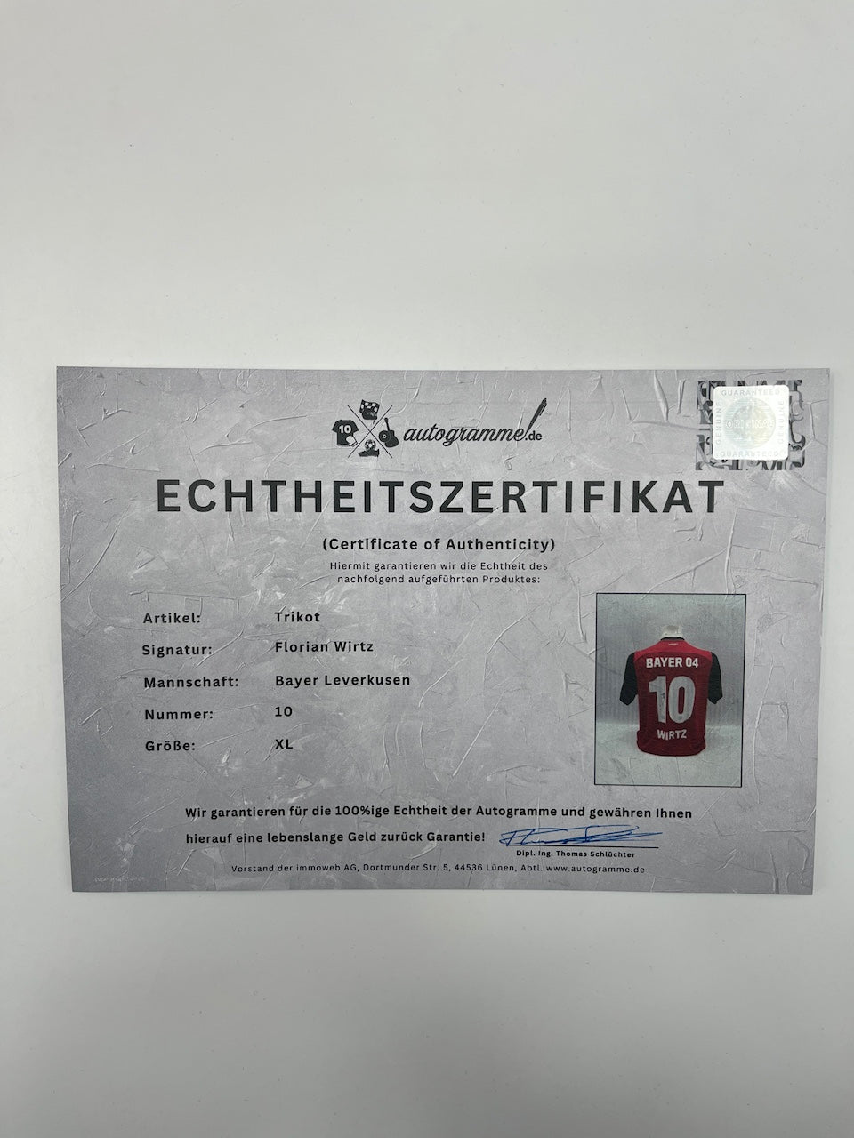 Bayer Leverkusen Trikot Florian Wirtz signiert Adidas COA Autogramm XL