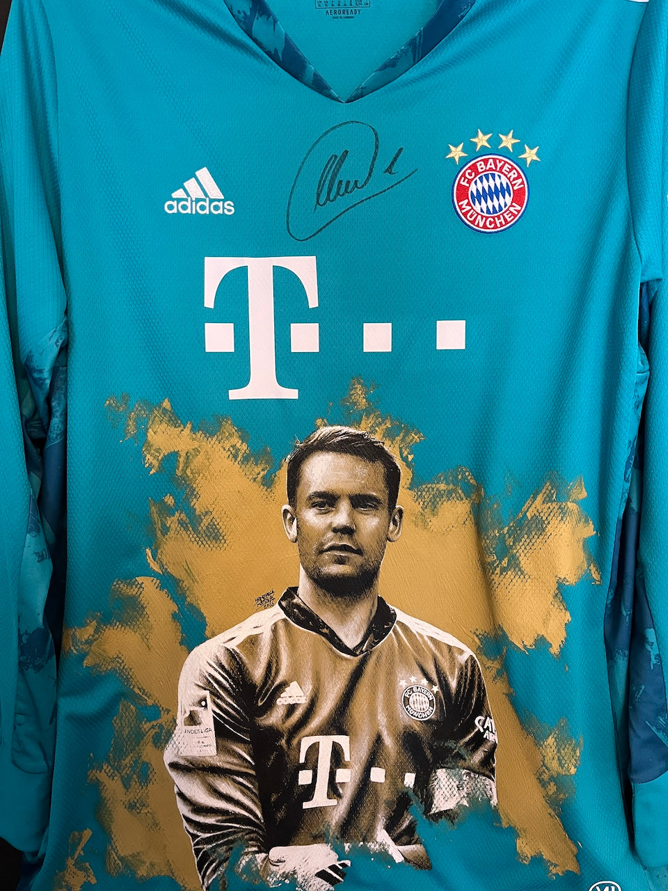 Bayern München Trikot Portrait Manuel Neuer handgemalt und signiert FCB XL