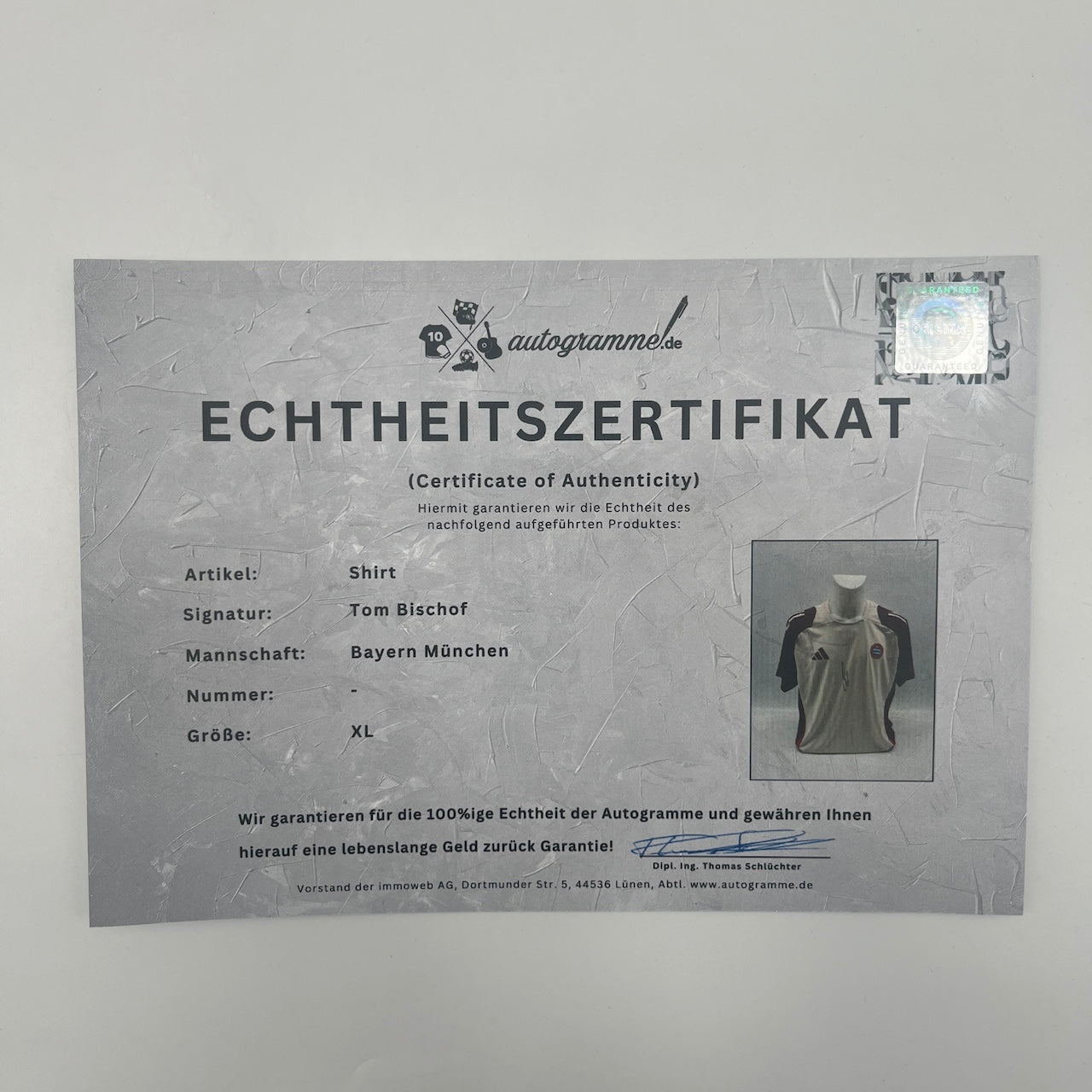 Bayern München Shirt Tom Bischof signiert FCB Adidas Neu XL