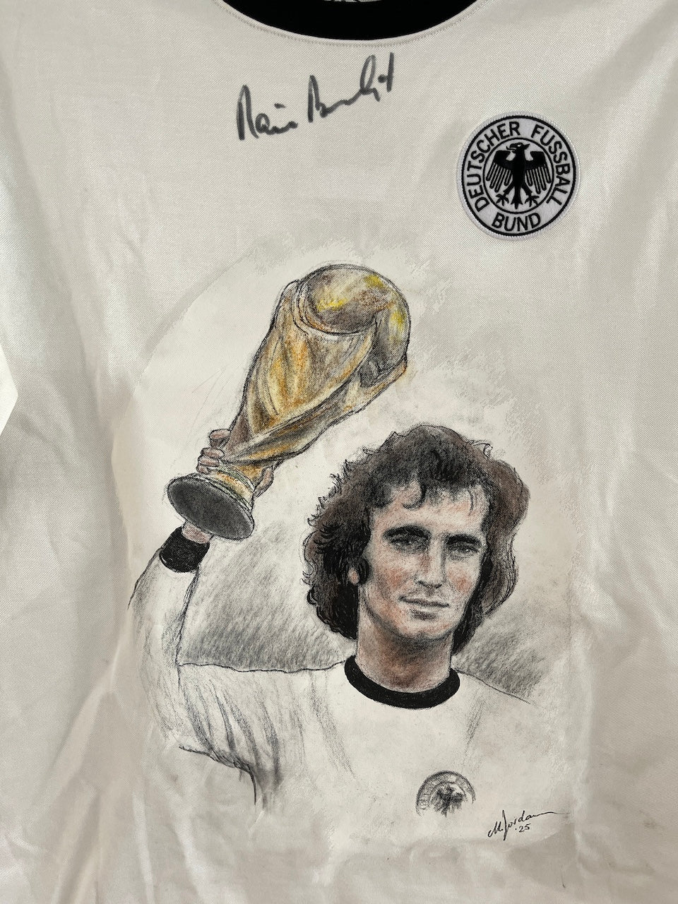 DFB jersey portrait Rainer Bonhof hand painted and signed in the context l