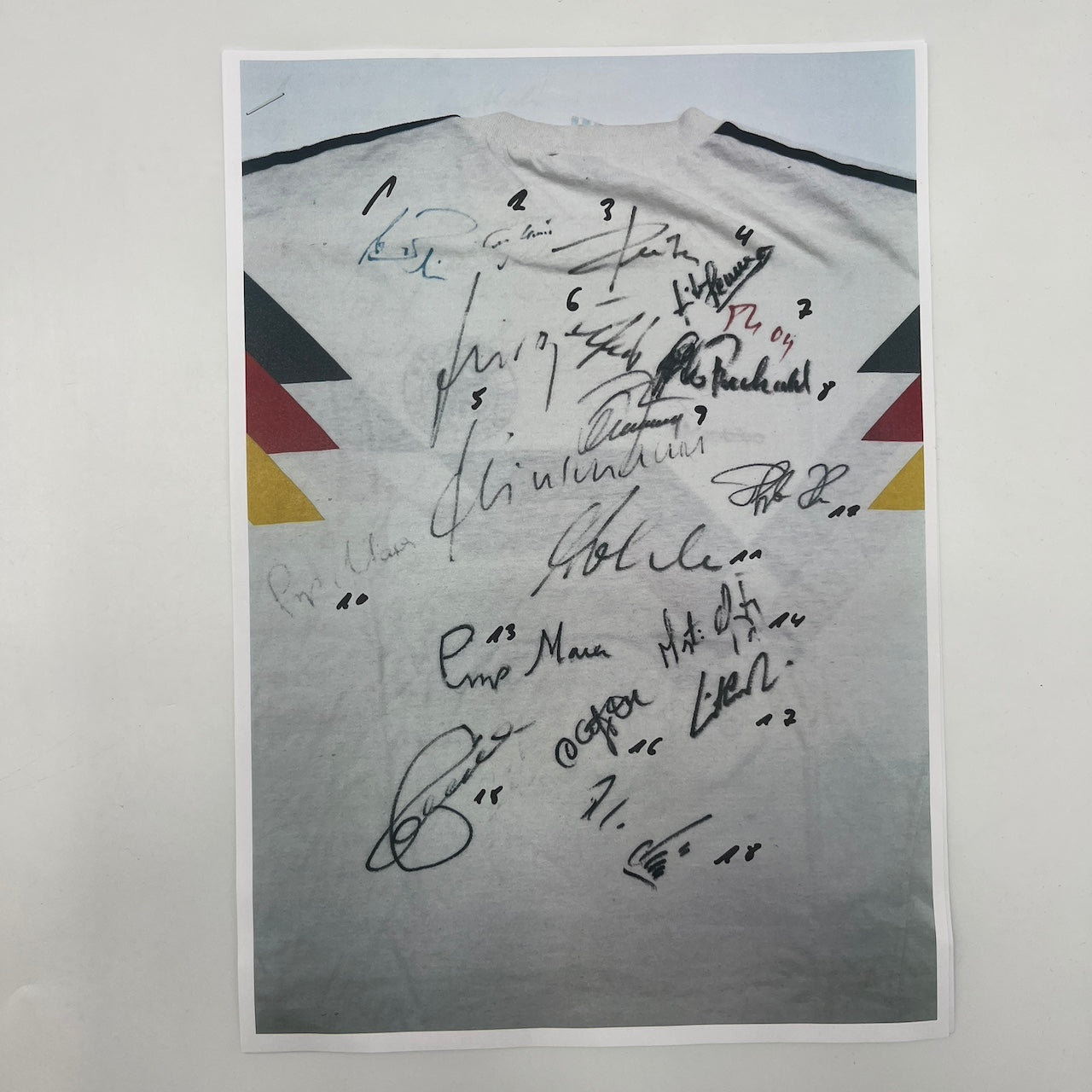 Deutschland T-Shirt WM 1990 Teamsigniert Autogramm DFB Weltmeister Adidas S