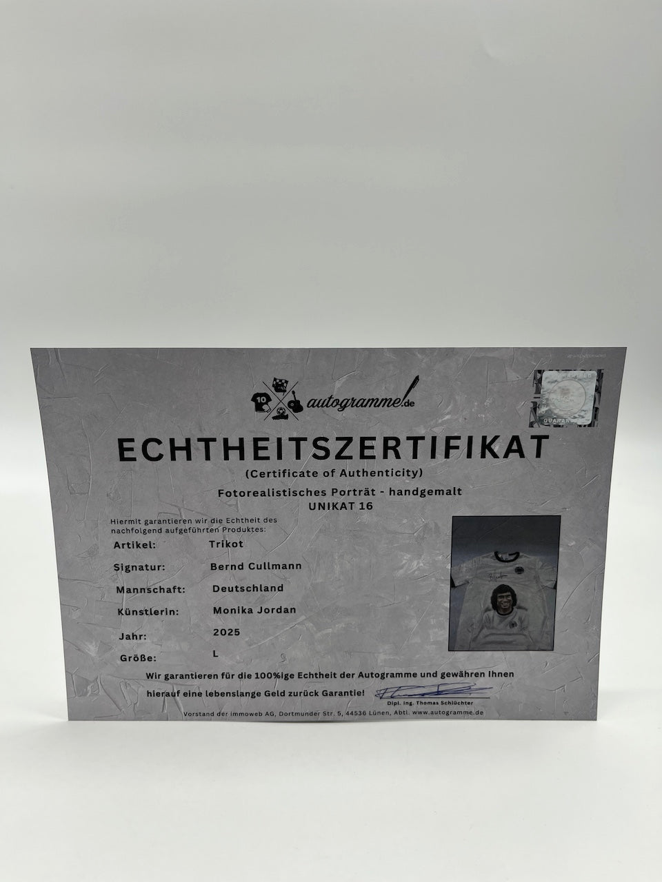 DFB jersey portrait Bernhard Cullmann hand painted and signed in the context l