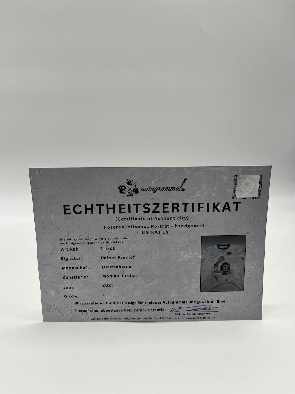 DFB Trikot Portrait Rainer Bonhof handgemalt und signiert L
