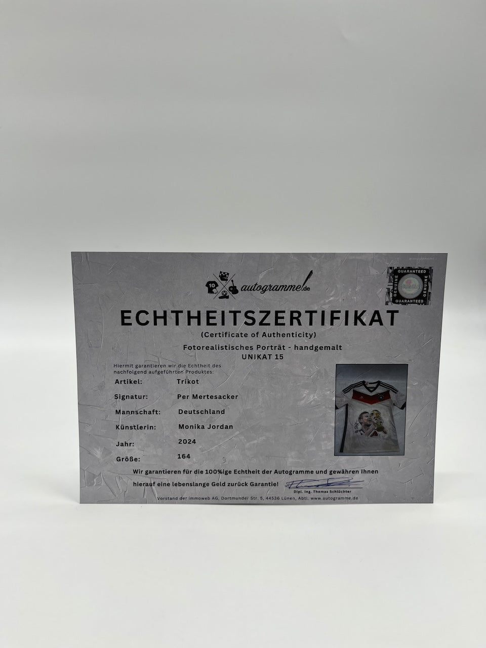 DFB Trikot Portrait Per Mertesacker handgemalt und signiert 164