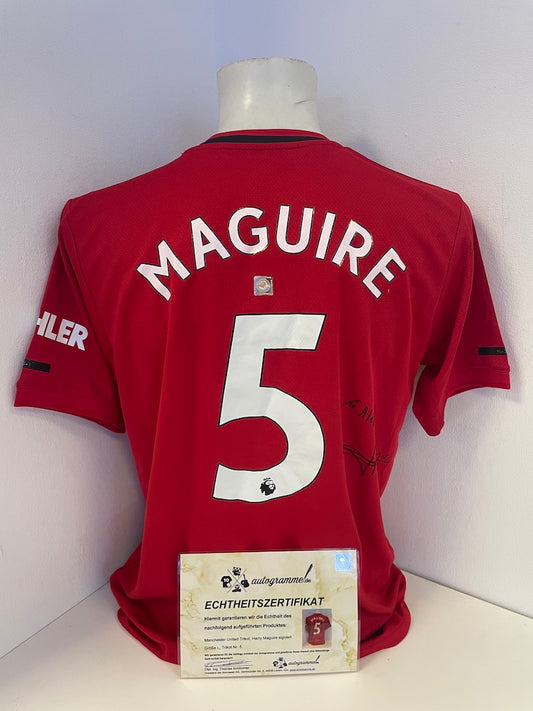 Manchester United Trikot Harry Maguire signiert Autogramm Fußball England Adidas L
