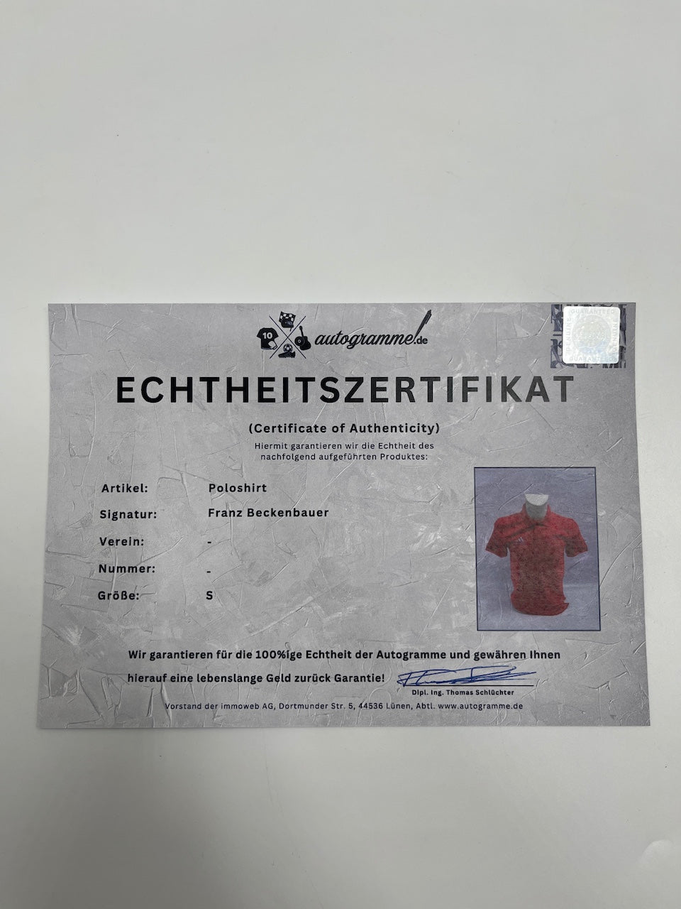 Adidas Poloshirt Franz Beckenbauer signiert Autogramm COA S