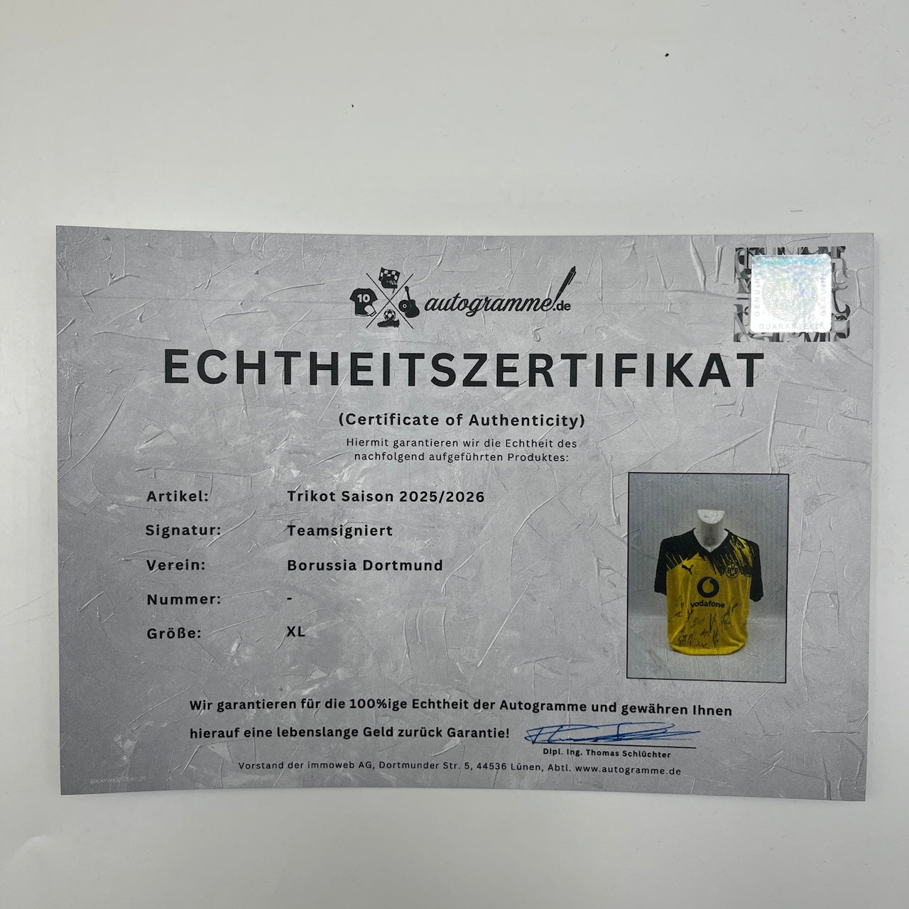 BVB Trikot 2025/2026 Teamsigniert Borussia Dortmund Puma XL