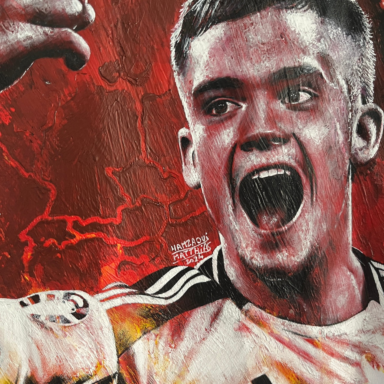 Deutschland Trikot Portrait Florian Wirtz handgemalt und signiert DFB M