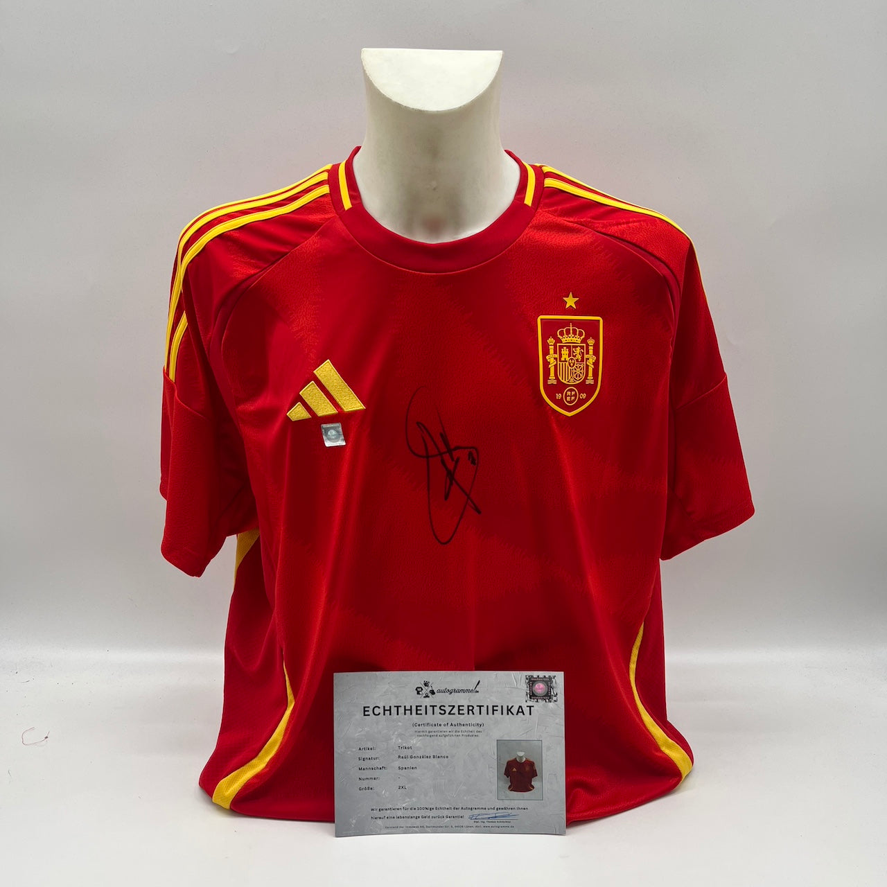 Spanien Trikot Raul signiert Adidas COA Autogramm neu 2XL