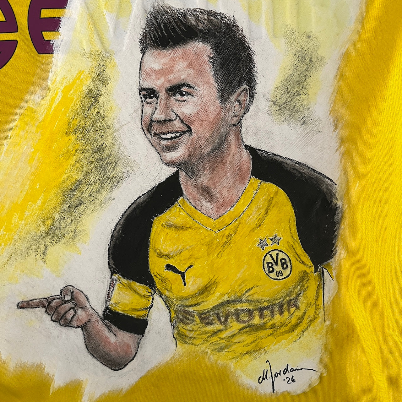 Borussia Dortmund Trikot Portrait Mario Götze handgemalt und signiert 164