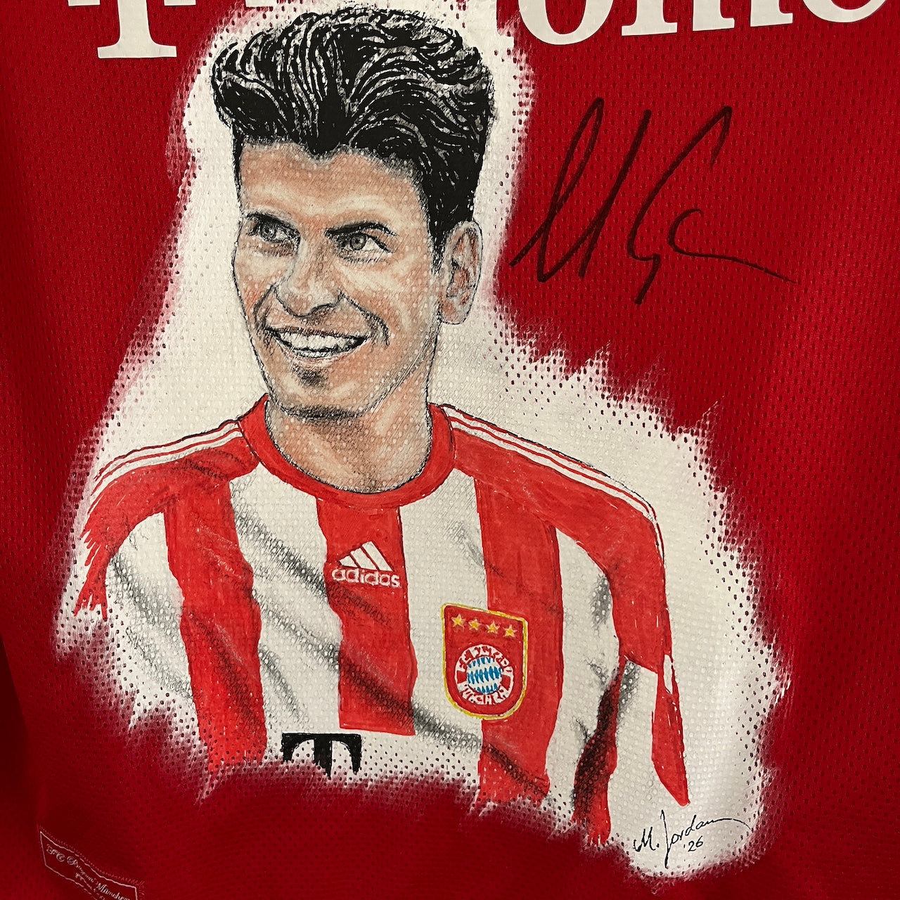 Bayern München Trikot Portrait Mario Gomez handgemalt und signiert M