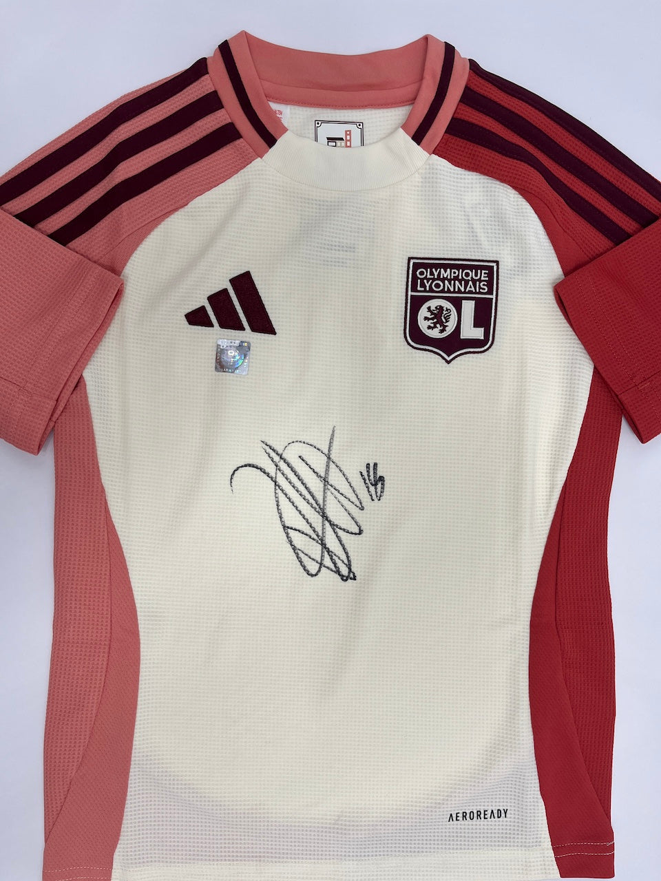 Olympique Lyon Trikot Rayan Cherki signed in Coa Adidas Football 128 as part of COA Adidas