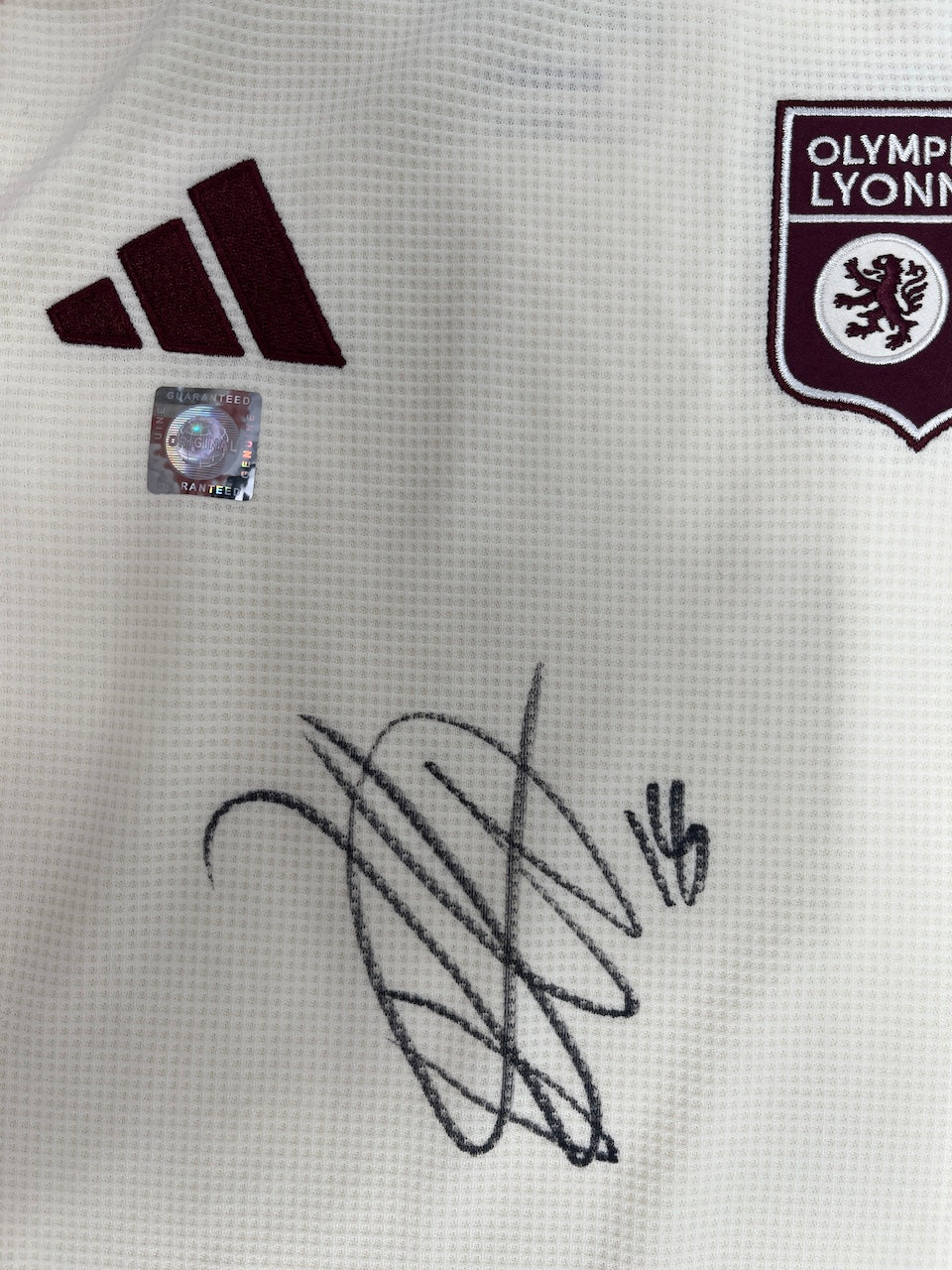 Olympique Lyon Trikot Rayan Cherki signed in Coa Adidas Football 128 as part of COA Adidas
