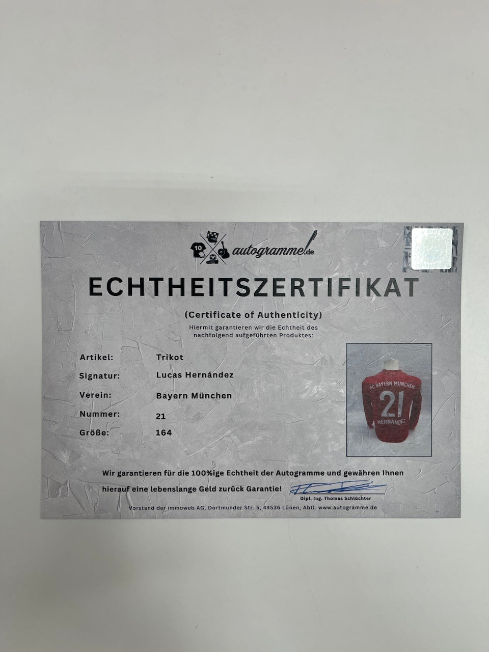 Bayern München Trikot Lucas Hernandez signiert Autogramm Adidas FCB 164