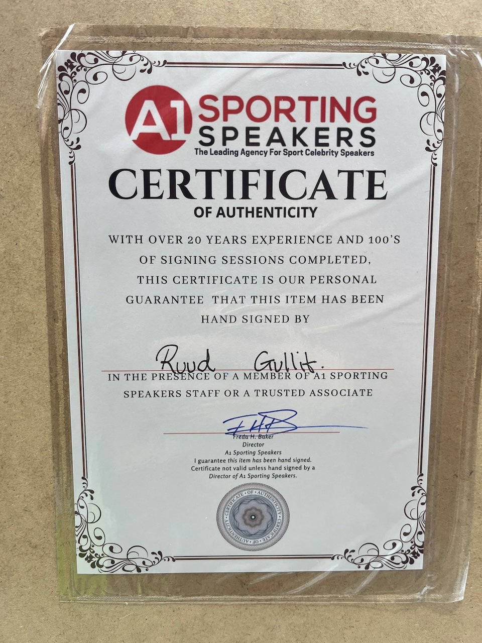 Niederlande Trikot Ruud Gullit signiert im Rahmen COA neu