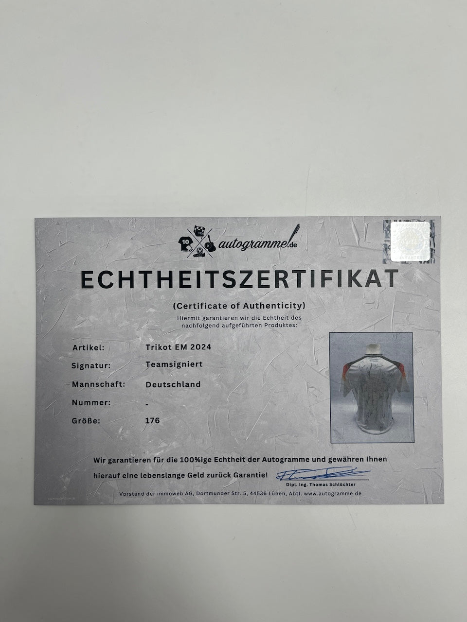 Deutschland Trikot EM 2024 Teamsigniert DFB COA Adidas 176
