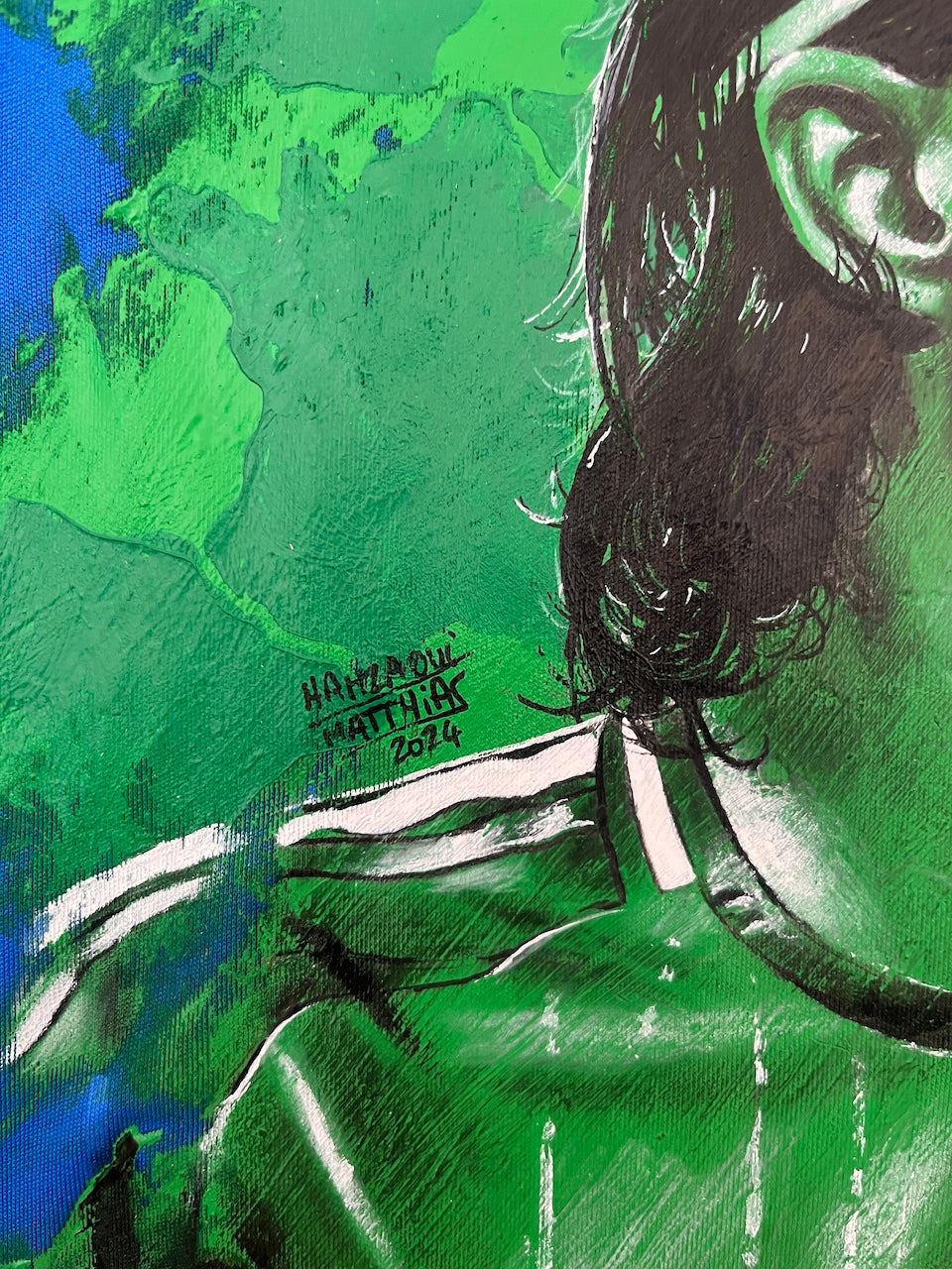 Italy jersey portrait calafiori hand painted and adidas signed by Buongiorno