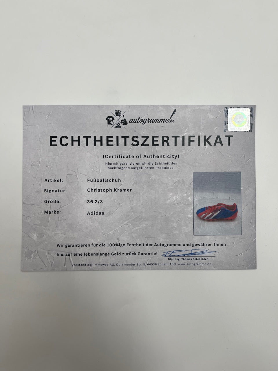 Fußballschuh Christoph Kramer signiert Fußball Bundesliga Adidas