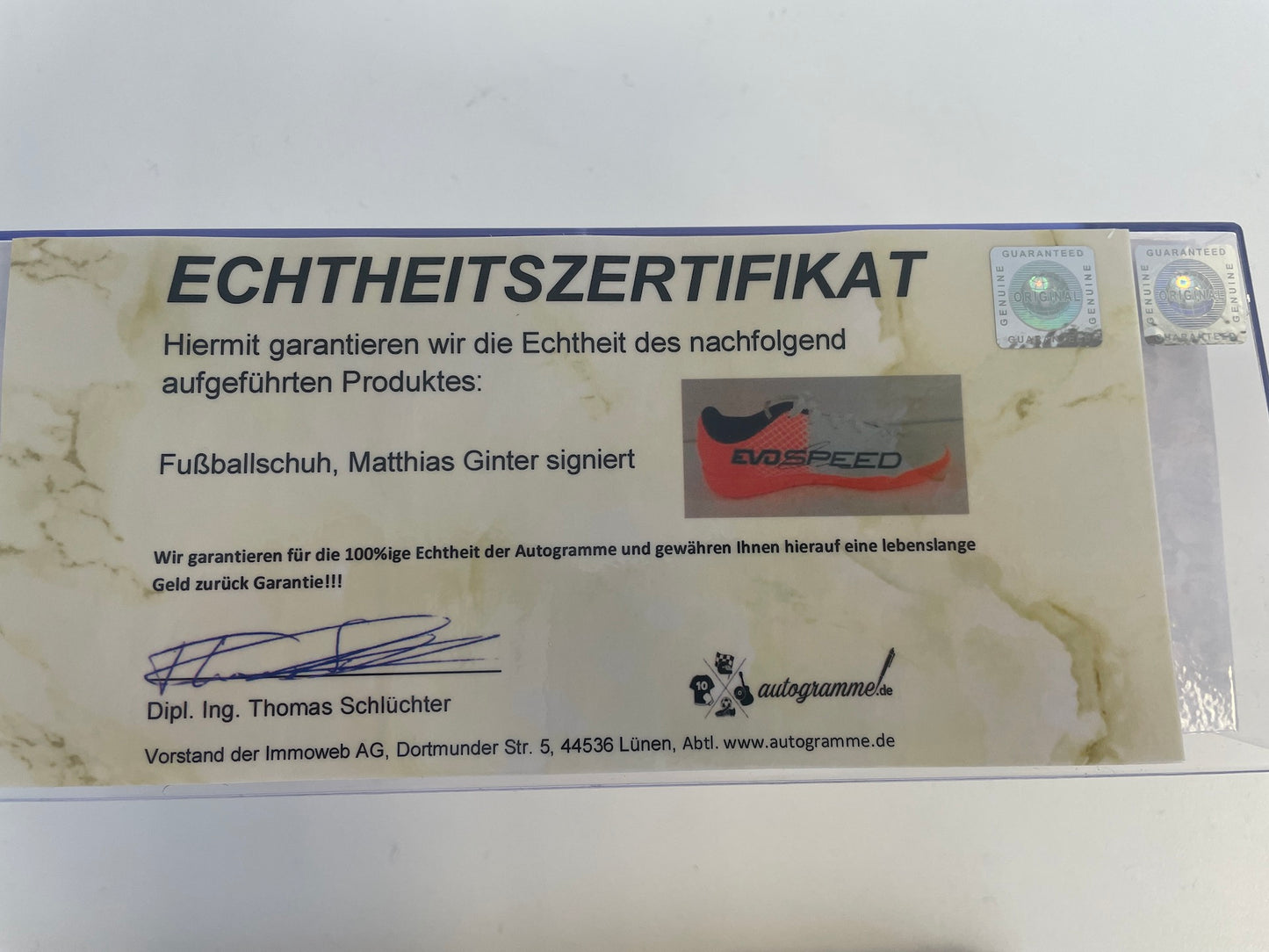 Fußballschuh Matthias Ginter signiert Fußball SC Freiburg Bundesliga Schuh Neu