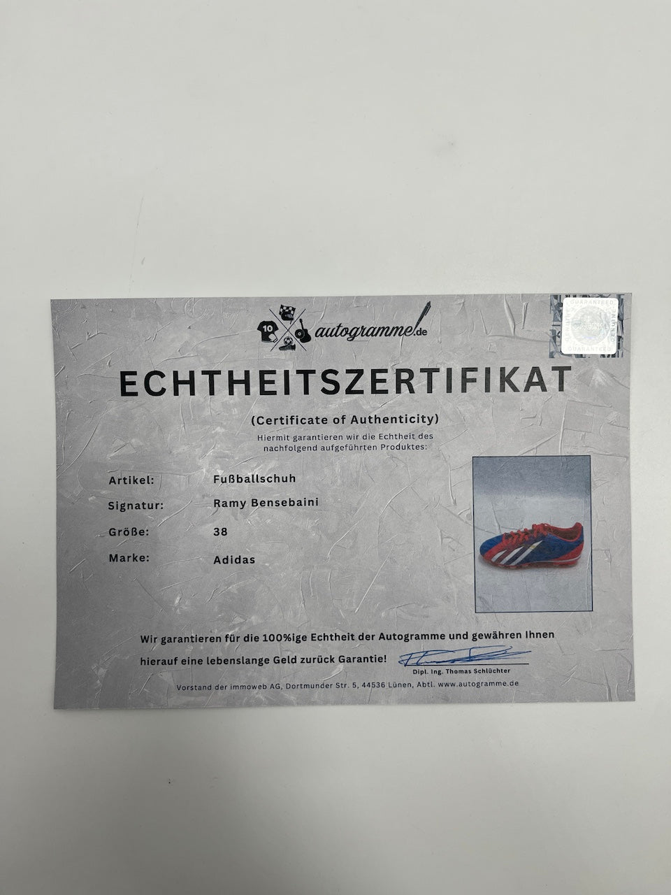 Fußballschuh Ramy Bensebaini signiert Fußball Bundesliga Adidas