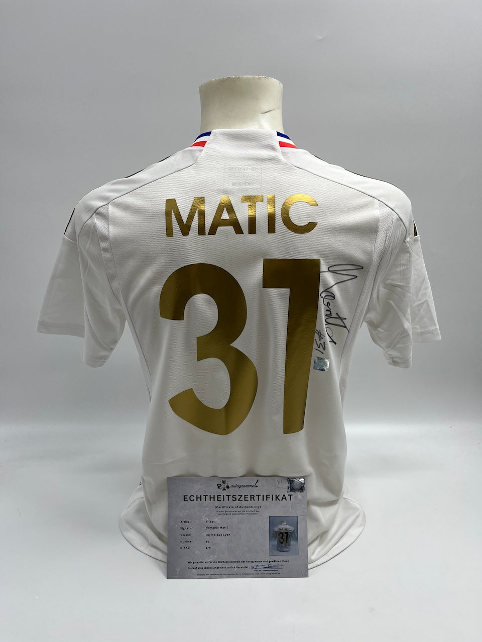 Olympique Lyon Trikot Nemanja Matic signiert Autogramm Fußball Adidas 176