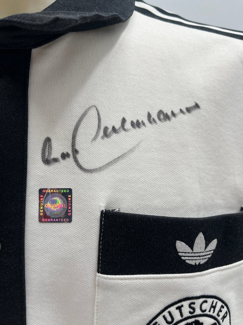 DFB Repro Trainingsjacke Franz Beckenbauer signiert Autogramm Adidas COA L