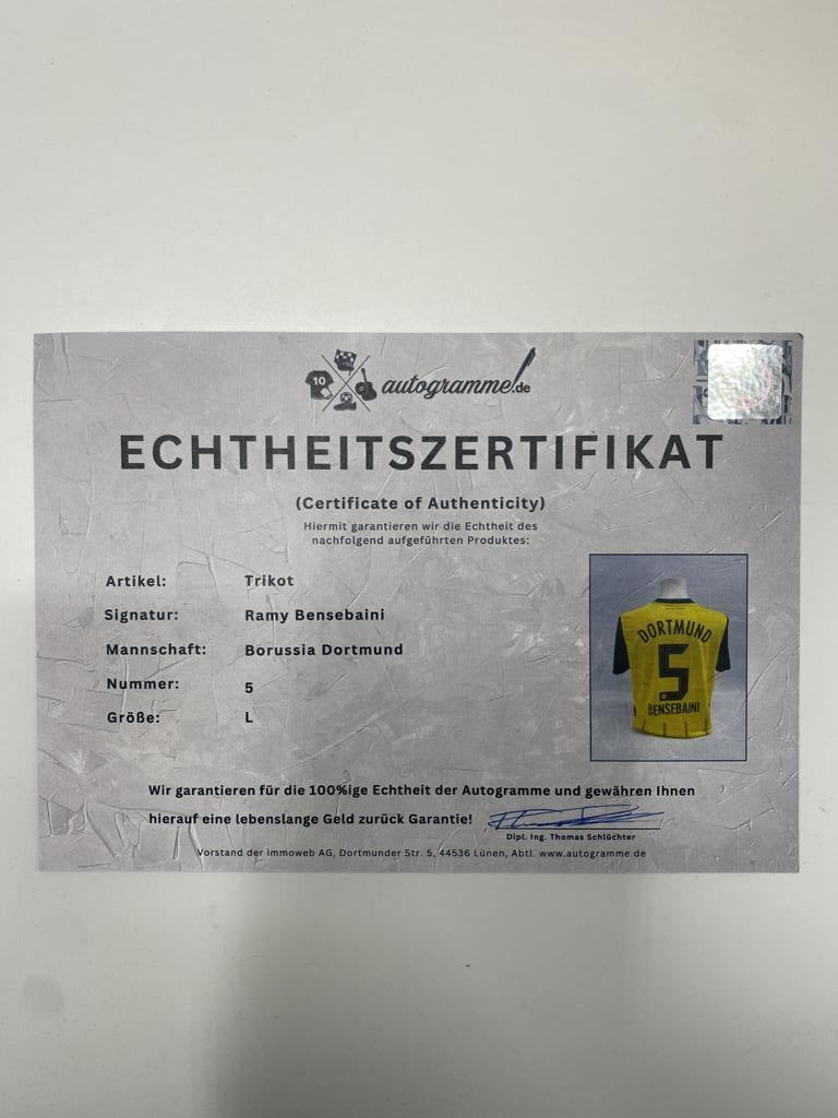Borussia Dortmund Trikot Ramy Bensebaini signiert BVB neu Puma signiert L