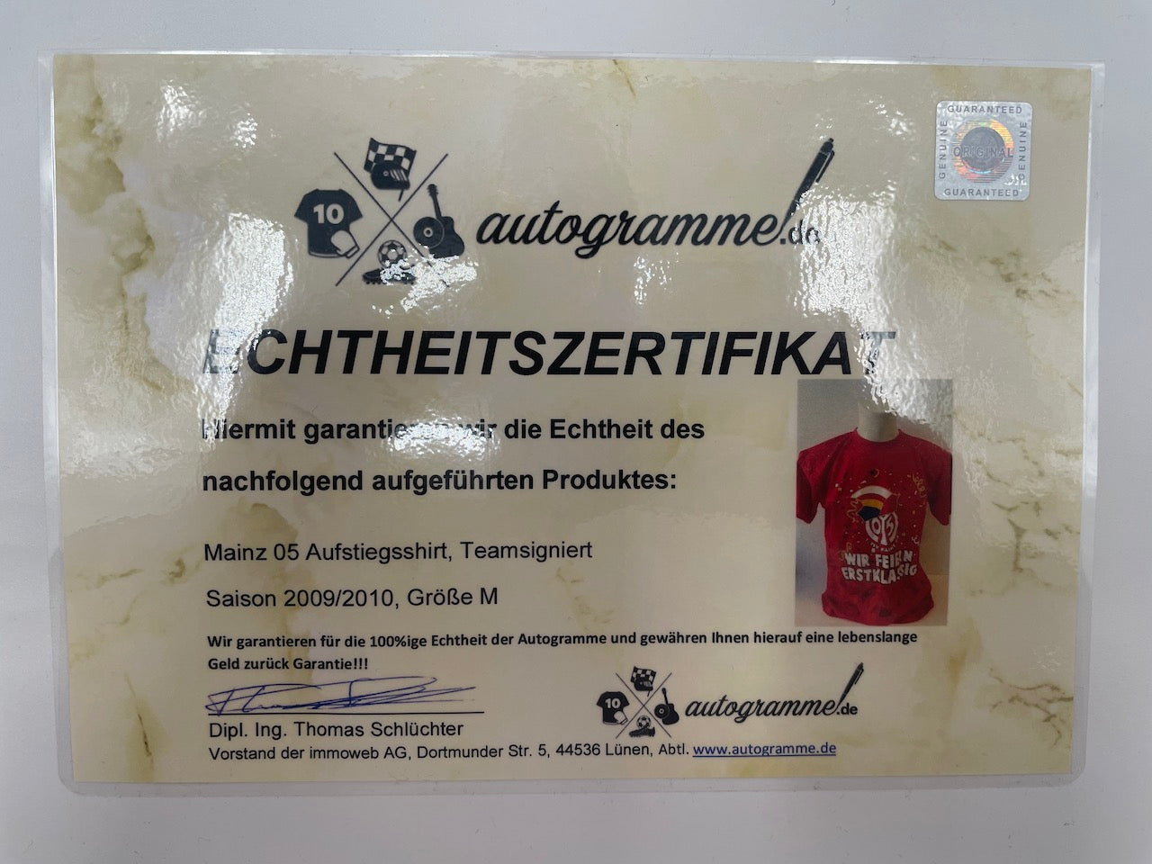 FSV Mainz 05 Aufstiegsshirt Teamsigniert 2009/2010 Bundesliga Autogramm M