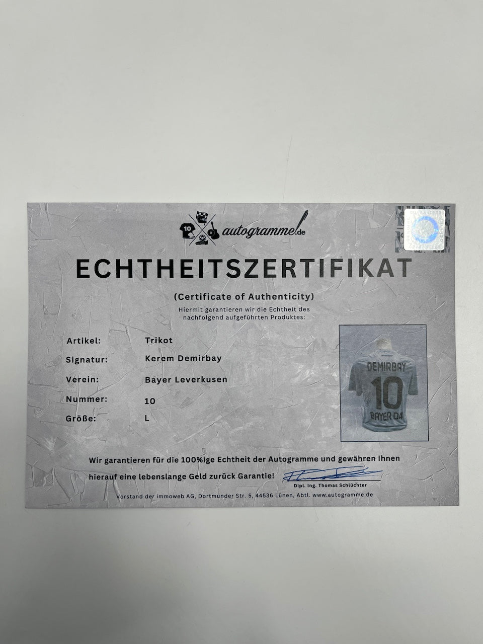 Match prepared Bayer Leverkusen player jersey Kerem Demirbay signed L