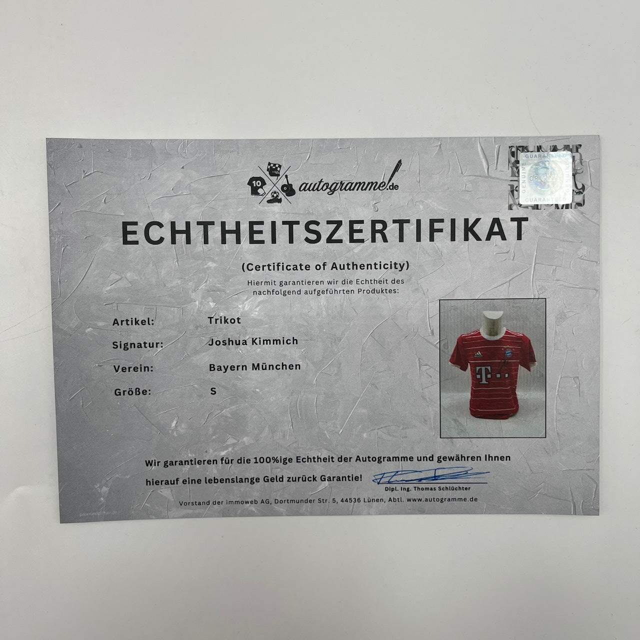 Bayern München Trikot Joshua Kimmich signiert Adidas COA neu S