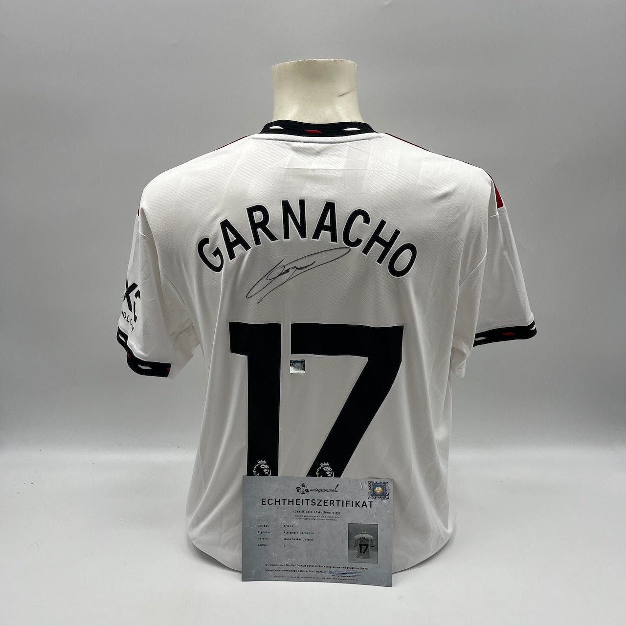 Manchester United Trikot Alejandro Garnacho signiert Autogramm Adidas COA L