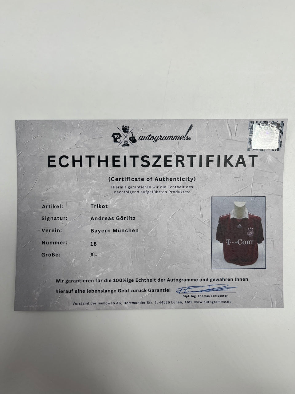 Bayern München Trikot Andreas Görlitz signiert Adidas COA Autogramm XL