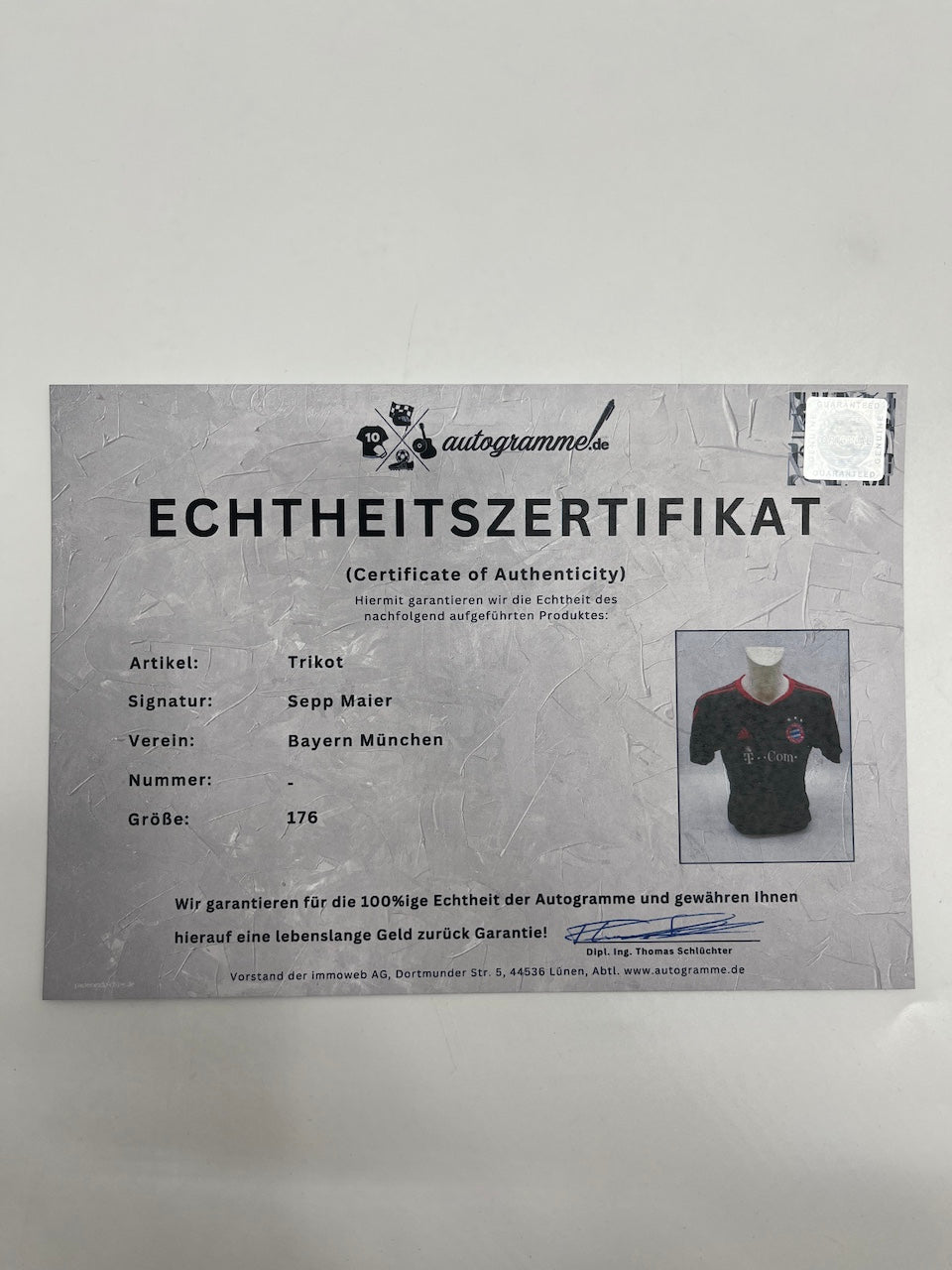 Bayern Munich Trikot Sepp Maier signed FCB Autogram COA 176