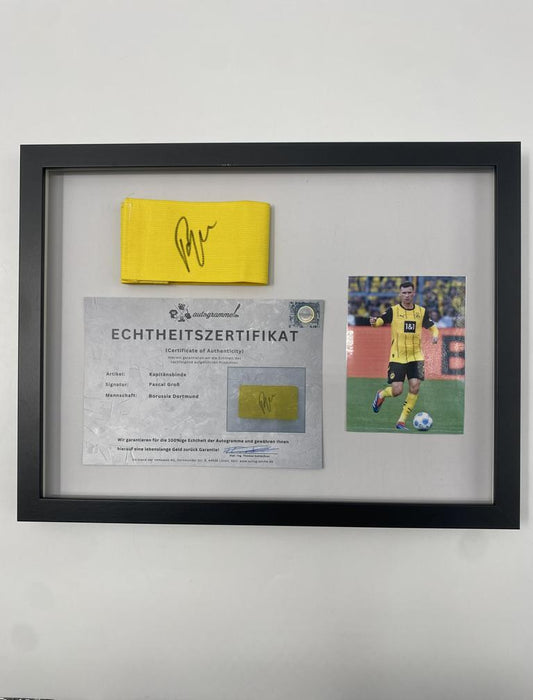 Kapitänsbinde Pascal Groß signiert im Rahmen Borussia Dortmund Autogramm COA