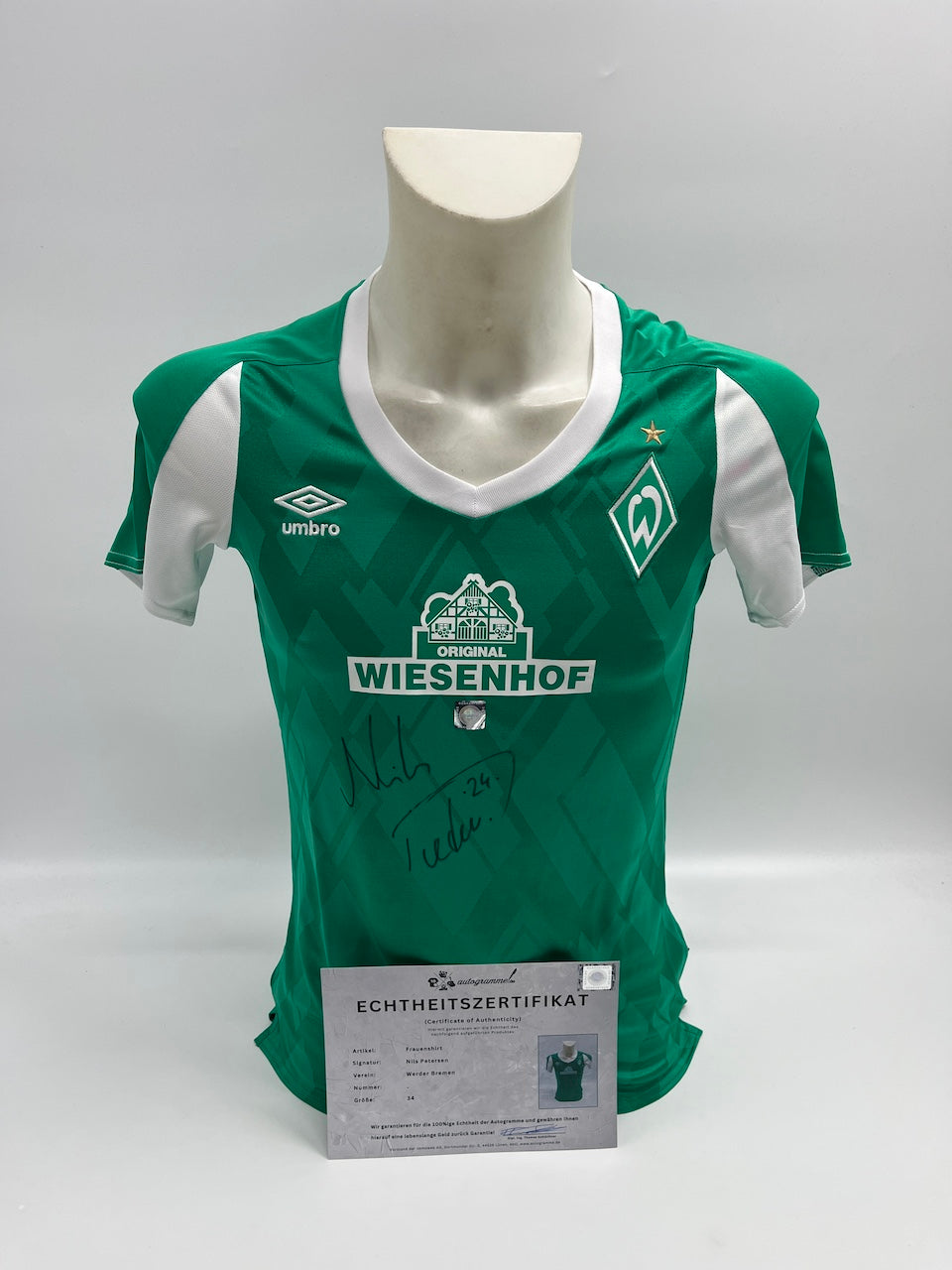 Werder Bremen Frauentrikot Nils Petersen signiert Autogramm Umbro 34