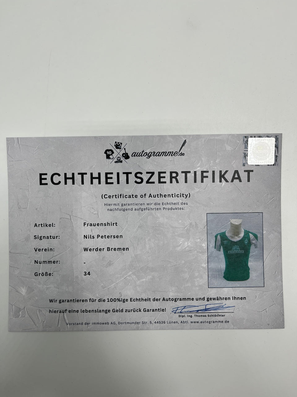 Werder Bremen Frauentrikot Nils Petersen signiert Autogramm Umbro 34