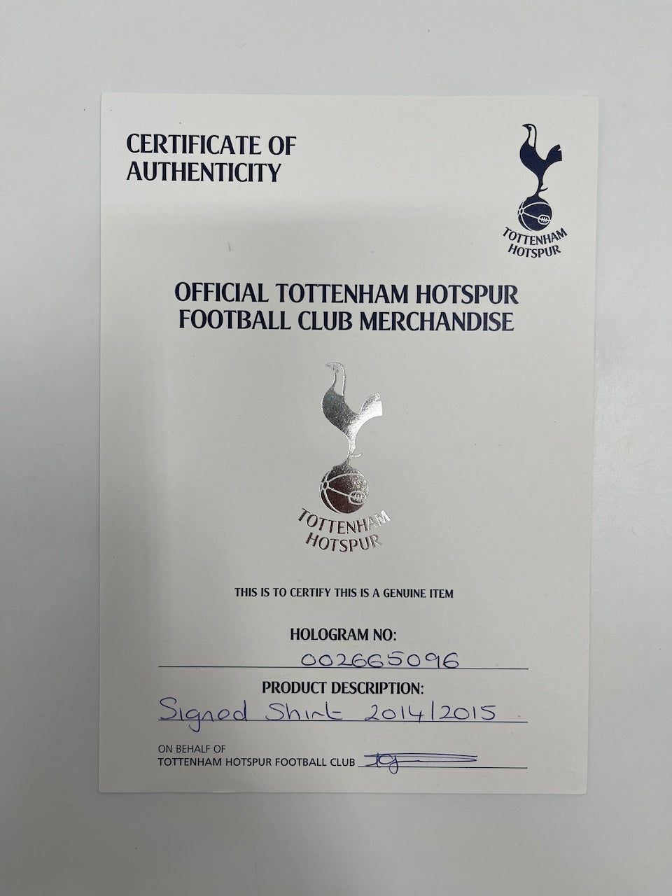 Tottenham Hotspur Trikot 2014/2015 Teamsigniert Fußball COA L