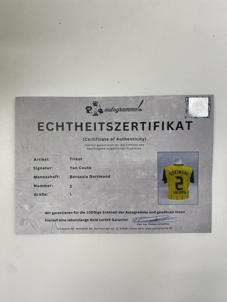 Borussia Dortmund Trikot Yan Couto signiert BVB neu Puma signiert L