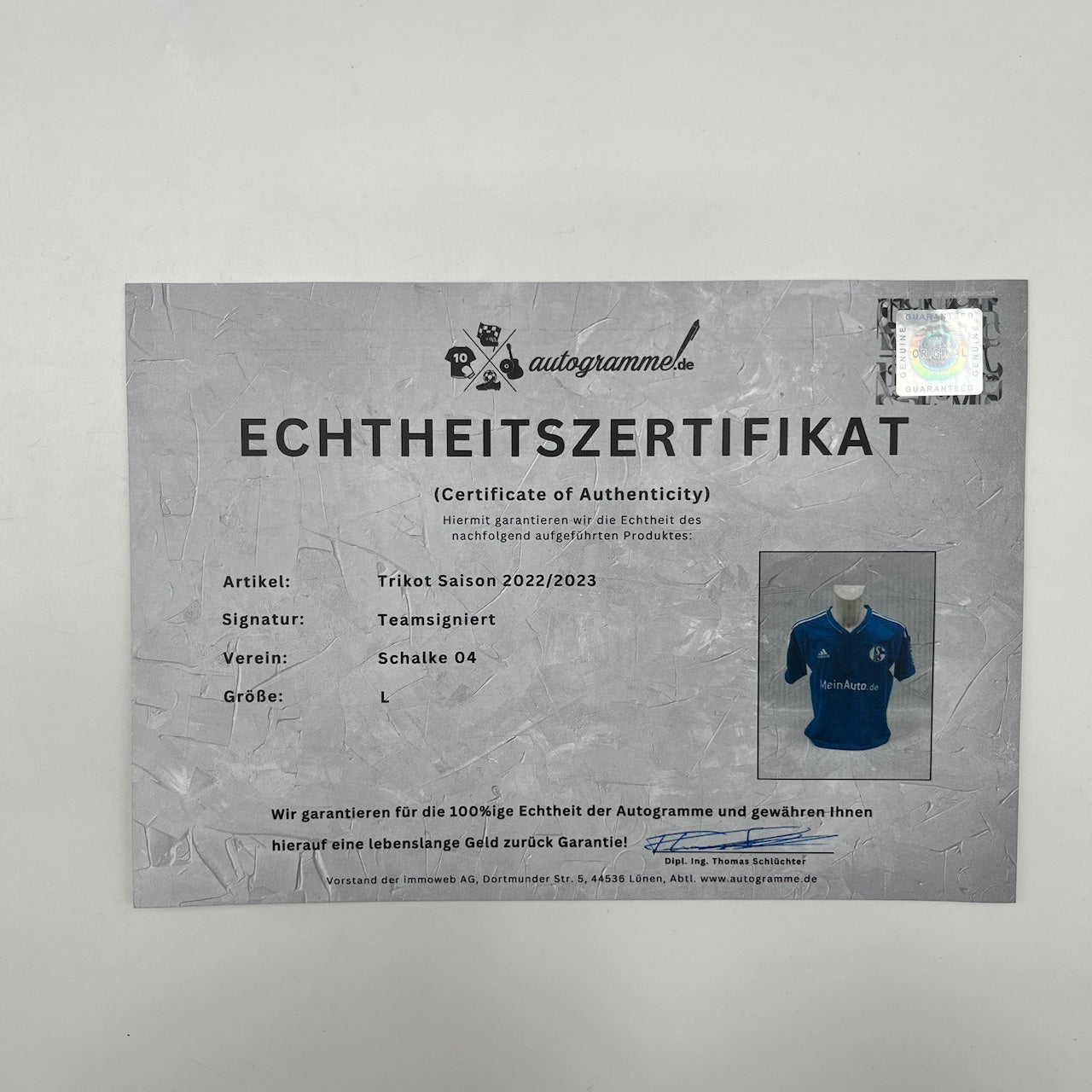 Schalke 04 Trikot 2022/2023 Teamsigniert COA Bundesliga L