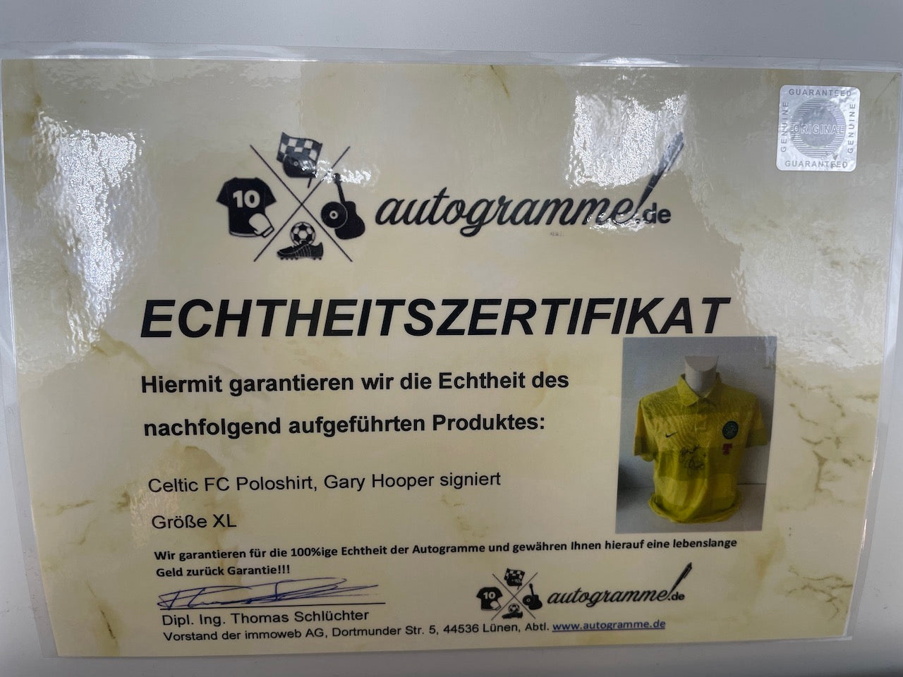 Celtic Glasgow Poloshirt Gary Hooper signed Coa Nike Scotland XL