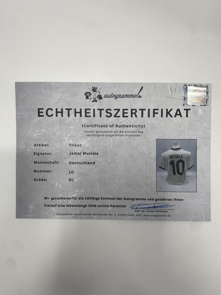 DFB Trikot Jamal Musiala signiert COA Deutschland Autogramm Adidas XL