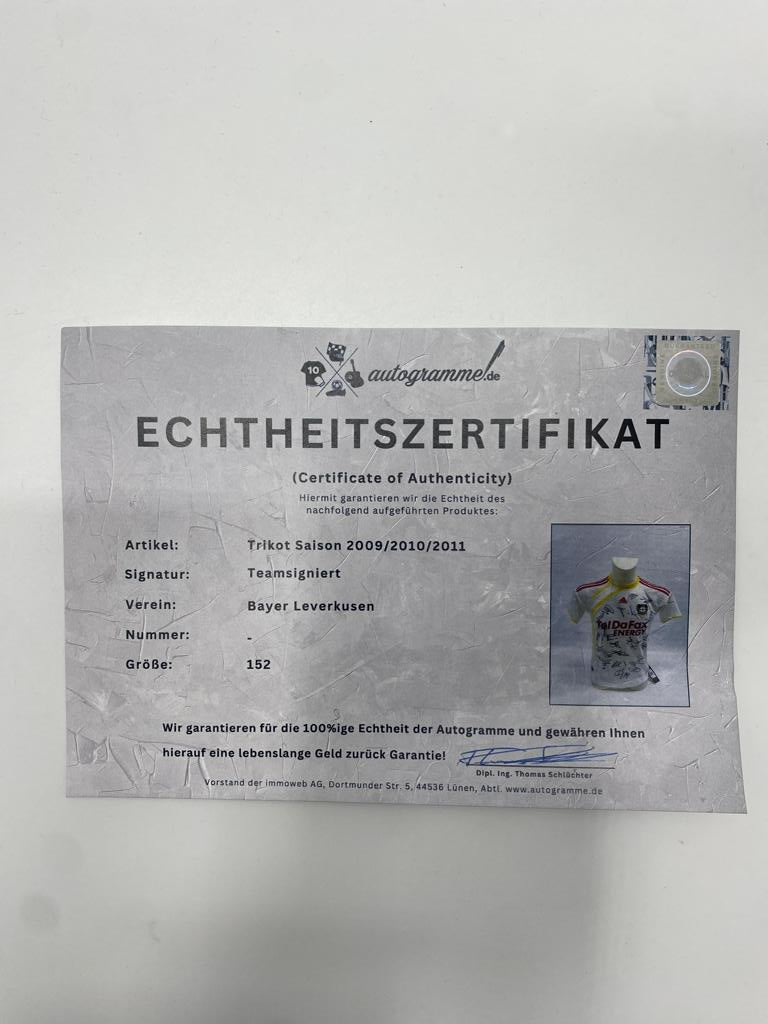Bayer Leverkusen Trikot Saison 2009/2010/2011 Teamsigniert Autogramm COA Adidas 152