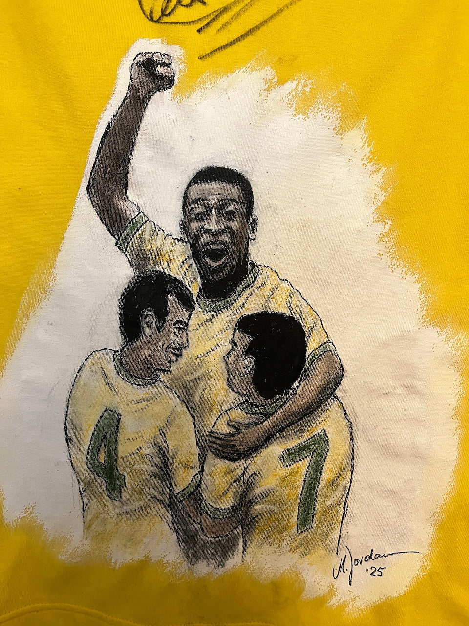 Brasilien Repro Trikot Portrait Pele, Jairzinho, Alberto handgemalt und signiert