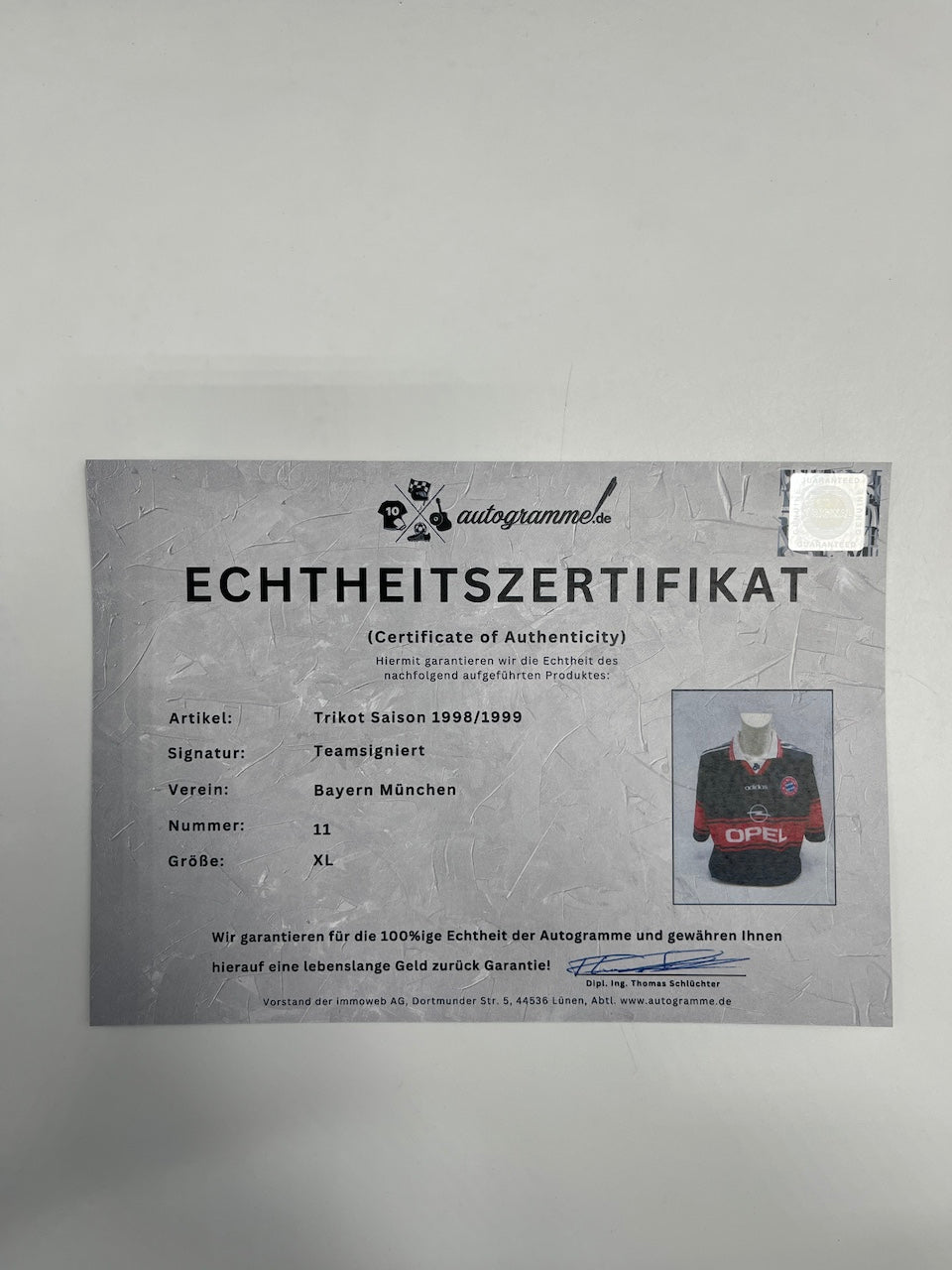 Bayern München Trikot 1998/1999 Teamsigniert Bundesliga COA Adidas XL